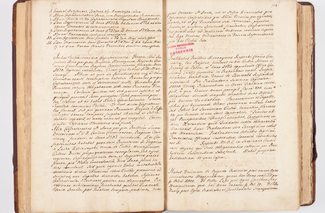 Zdjęcie nr 26 dla obiektu archiwalnego: Visitatio ecclesiarum parochialium, praebendarum, capellarum, hospitalium atque confraternitatum, nec non beneficiorum in decanatibus Oswiecimensis et Zathoriensis, archidiaconatus et officialatus Cracoviensis existentium per R.D. Franciscum Lanckoroński, canonicum cathedralem Cracoviensem, visitatorem delegatum a.D. 1747 et 1748 expedita