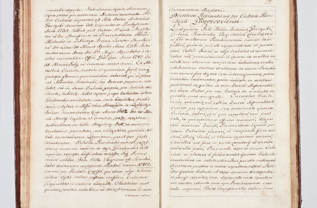 Zdjęcie nr 37 dla obiektu archiwalnego: Visitatio ecclesiarum parachialium, praebendarum, capellarum, hospitalium atque confraternitatum, nec non beneficiorum in decanatu Scaviensi foraneo, dioecesis, archidiaconatus et officialatus Cracoviensis consistentiu, ex speciali mandato Cel. Principis R.D. Andreae Stanislai Kostka in Załuskie Załuski, episcopi Cracoviensis canonicum, parochialis s. Nicolai ad Cracowiam praepositum, delegatum extraordinarium visitatorem a.D. 1748 