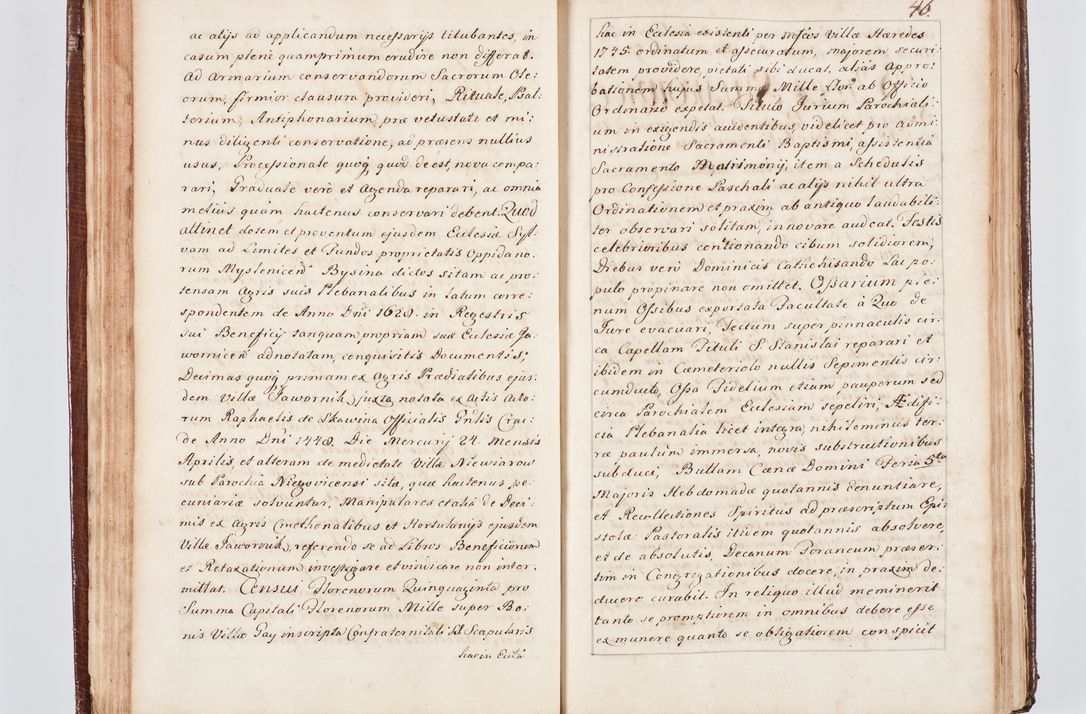 Zdjęcie nr 56 dla obiektu archiwalnego: Visitatio ecclesiarum parachialium, praebendarum, capellarum, hospitalium atque confraternitatum, nec non beneficiorum in decanatu Scaviensi foraneo, dioecesis, archidiaconatus et officialatus Cracoviensis consistentiu, ex speciali mandato Cel. Principis R.D. Andreae Stanislai Kostka in Załuskie Załuski, episcopi Cracoviensis canonicum, parochialis s. Nicolai ad Cracowiam praepositum, delegatum extraordinarium visitatorem a.D. 1748 