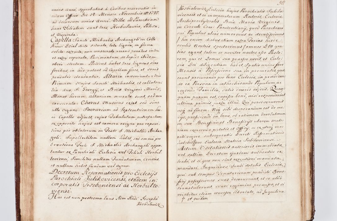 Zdjęcie nr 69 dla obiektu archiwalnego: Visitatio ecclesiarum parachialium, praebendarum, capellarum, hospitalium atque confraternitatum, nec non beneficiorum in decanatu Scaviensi foraneo, dioecesis, archidiaconatus et officialatus Cracoviensis consistentiu, ex speciali mandato Cel. Principis R.D. Andreae Stanislai Kostka in Załuskie Załuski, episcopi Cracoviensis canonicum, parochialis s. Nicolai ad Cracowiam praepositum, delegatum extraordinarium visitatorem a.D. 1748 