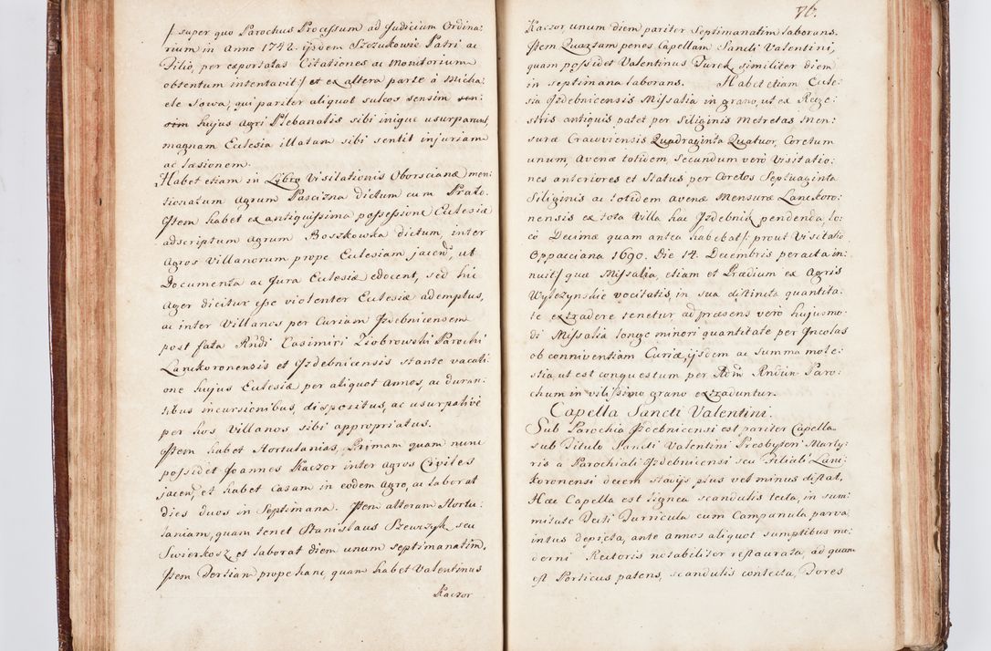 Zdjęcie nr 88 dla obiektu archiwalnego: Visitatio ecclesiarum parachialium, praebendarum, capellarum, hospitalium atque confraternitatum, nec non beneficiorum in decanatu Scaviensi foraneo, dioecesis, archidiaconatus et officialatus Cracoviensis consistentiu, ex speciali mandato Cel. Principis R.D. Andreae Stanislai Kostka in Załuskie Załuski, episcopi Cracoviensis canonicum, parochialis s. Nicolai ad Cracowiam praepositum, delegatum extraordinarium visitatorem a.D. 1748 