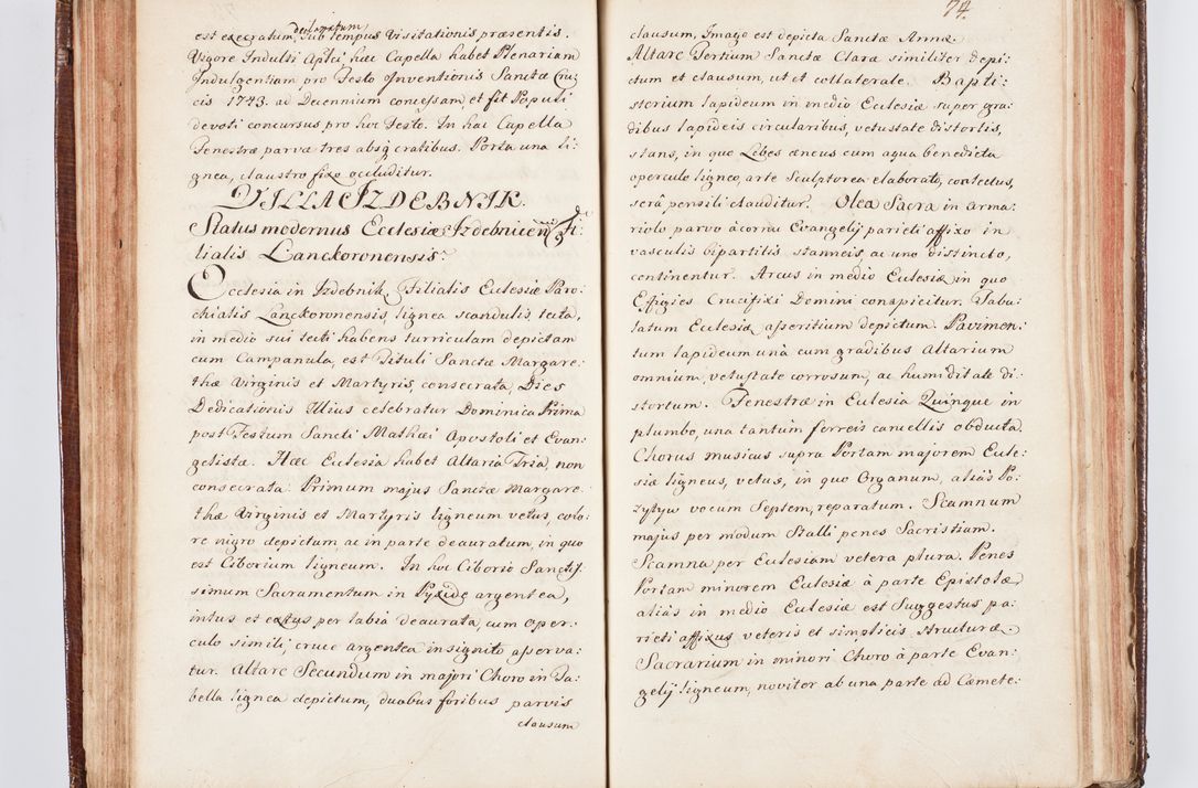 Zdjęcie nr 86 dla obiektu archiwalnego: Visitatio ecclesiarum parachialium, praebendarum, capellarum, hospitalium atque confraternitatum, nec non beneficiorum in decanatu Scaviensi foraneo, dioecesis, archidiaconatus et officialatus Cracoviensis consistentiu, ex speciali mandato Cel. Principis R.D. Andreae Stanislai Kostka in Załuskie Załuski, episcopi Cracoviensis canonicum, parochialis s. Nicolai ad Cracowiam praepositum, delegatum extraordinarium visitatorem a.D. 1748 