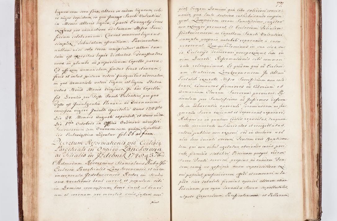 Zdjęcie nr 89 dla obiektu archiwalnego: Visitatio ecclesiarum parachialium, praebendarum, capellarum, hospitalium atque confraternitatum, nec non beneficiorum in decanatu Scaviensi foraneo, dioecesis, archidiaconatus et officialatus Cracoviensis consistentiu, ex speciali mandato Cel. Principis R.D. Andreae Stanislai Kostka in Załuskie Załuski, episcopi Cracoviensis canonicum, parochialis s. Nicolai ad Cracowiam praepositum, delegatum extraordinarium visitatorem a.D. 1748 