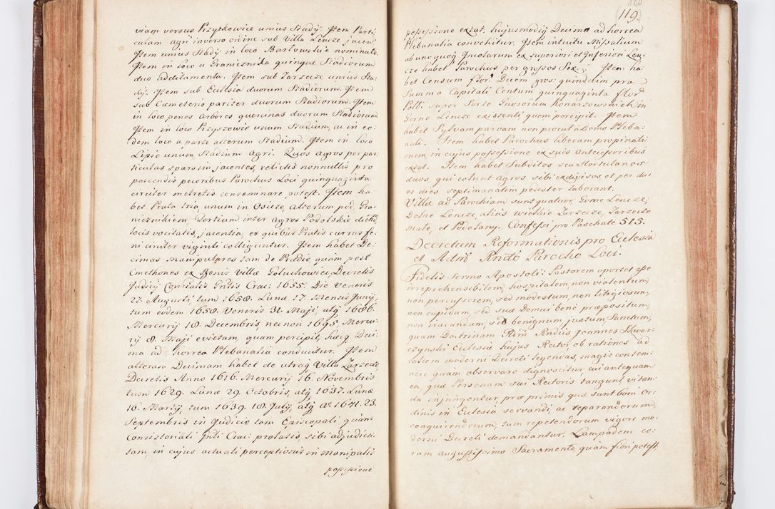 Zdjęcie nr 133 dla obiektu archiwalnego: Visitatio ecclesiarum parachialium, praebendarum, capellarum, hospitalium atque confraternitatum, nec non beneficiorum in decanatu Scaviensi foraneo, dioecesis, archidiaconatus et officialatus Cracoviensis consistentiu, ex speciali mandato Cel. Principis R.D. Andreae Stanislai Kostka in Załuskie Załuski, episcopi Cracoviensis canonicum, parochialis s. Nicolai ad Cracowiam praepositum, delegatum extraordinarium visitatorem a.D. 1748 