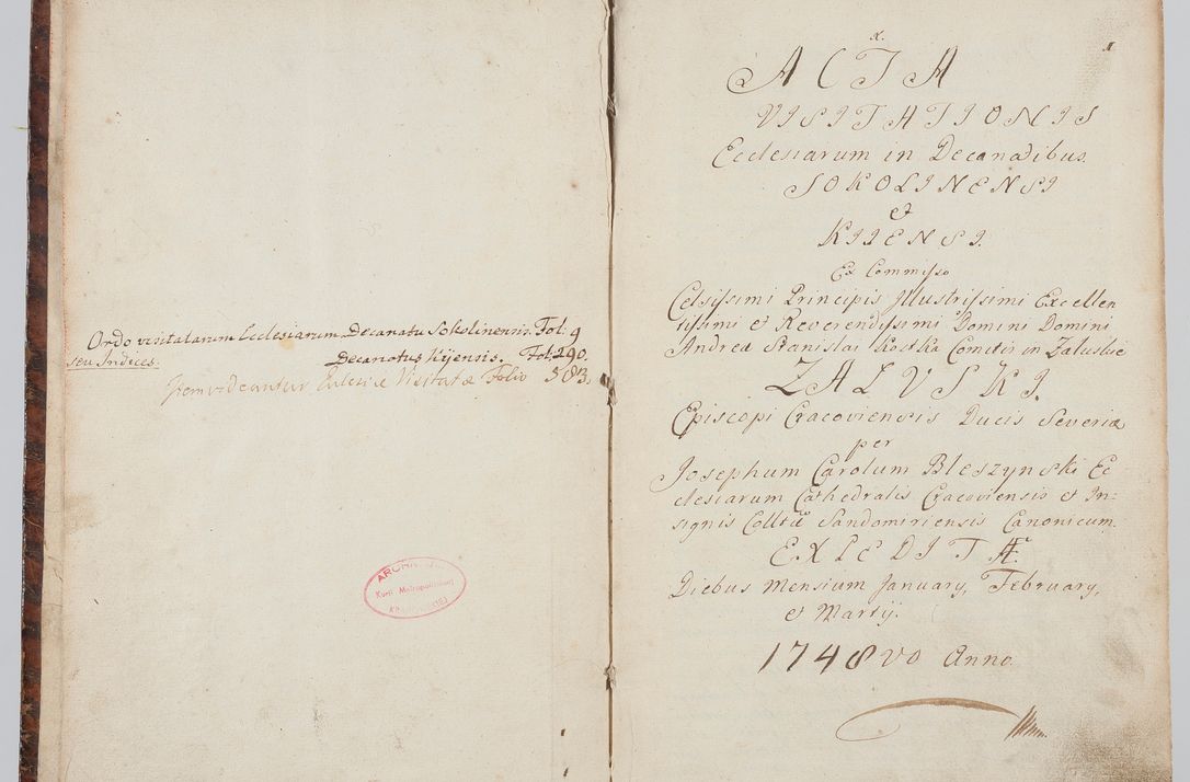 Zdjęcie nr 7 dla obiektu archiwalnego: Acta visitationis ecclesiarum in decanatu Sokolinensi et Kijensi ex commissione Cel. Principis R.D. Andrea Stanislai Kostka comitis in Załuskie Załuski, episcopi Cracoviensis, ducis Severiae, per Josephum Carolum Bleszyński, ecclesiarum cathedralis Cracoviensis et Insignis Collegiatae Sandomiriensis canonicum, expeditae diebus mensium Januarii et Februarii et Martii 1748 anno
