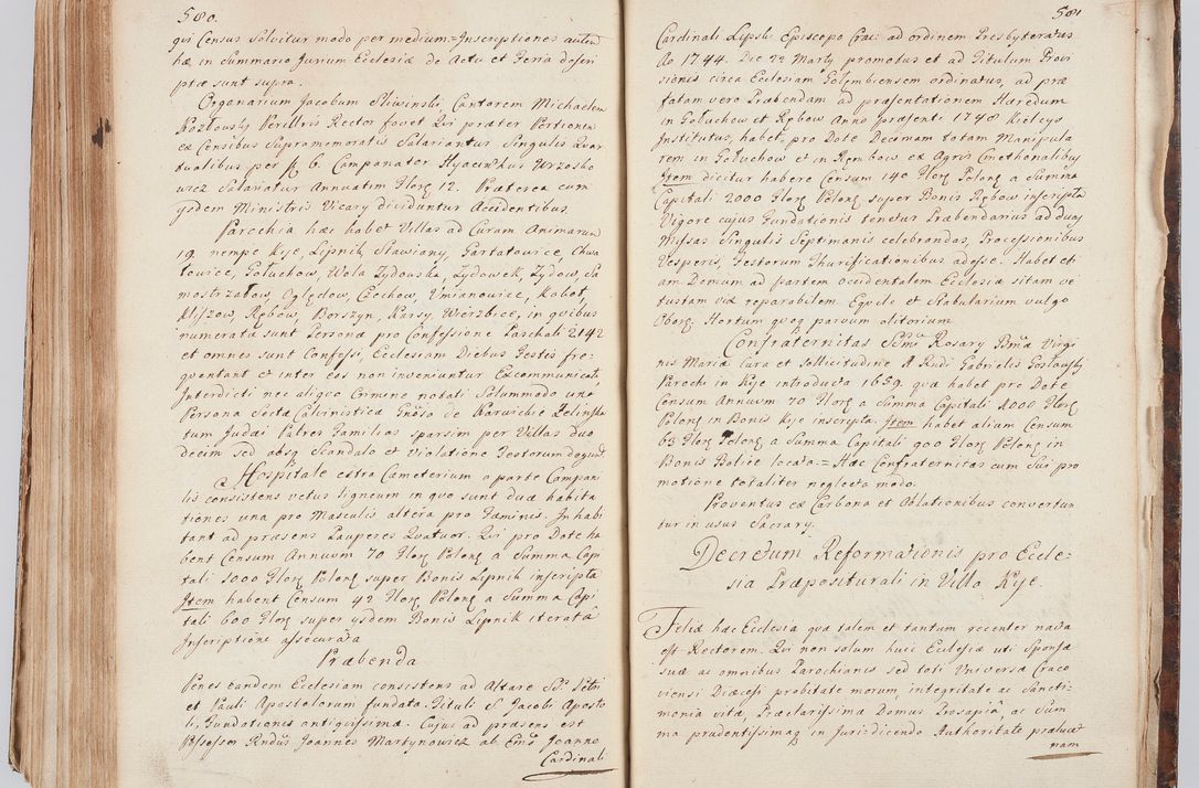 Zdjęcie nr 312 dla obiektu archiwalnego: Acta visitationis ecclesiarum in decanatu Sokolinensi et Kijensi ex commissione Cel. Principis R.D. Andrea Stanislai Kostka comitis in Załuskie Załuski, episcopi Cracoviensis, ducis Severiae, per Josephum Carolum Bleszyński, ecclesiarum cathedralis Cracoviensis et Insignis Collegiatae Sandomiriensis canonicum, expeditae diebus mensium Januarii et Februarii et Martii 1748 anno