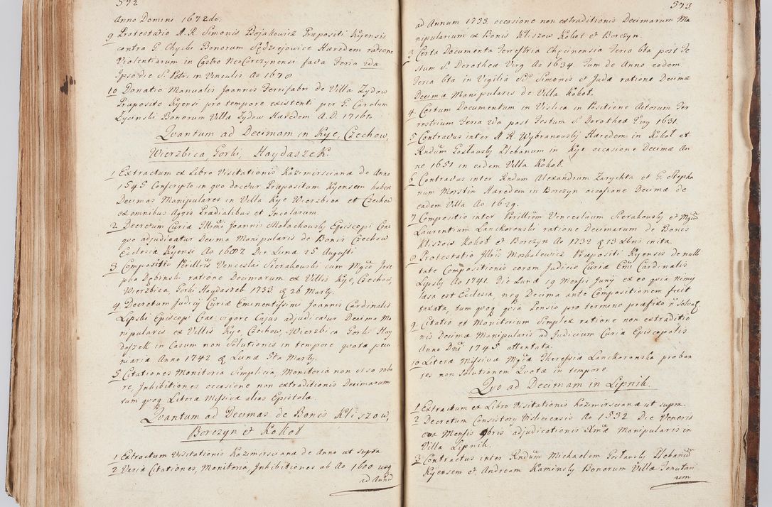 Zdjęcie nr 308 dla obiektu archiwalnego: Acta visitationis ecclesiarum in decanatu Sokolinensi et Kijensi ex commissione Cel. Principis R.D. Andrea Stanislai Kostka comitis in Załuskie Załuski, episcopi Cracoviensis, ducis Severiae, per Josephum Carolum Bleszyński, ecclesiarum cathedralis Cracoviensis et Insignis Collegiatae Sandomiriensis canonicum, expeditae diebus mensium Januarii et Februarii et Martii 1748 anno