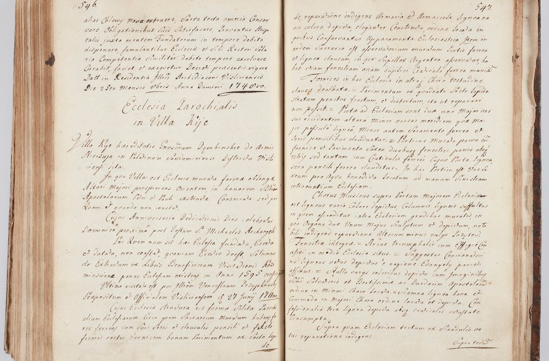 Zdjęcie nr 294 dla obiektu archiwalnego: Acta visitationis ecclesiarum in decanatu Sokolinensi et Kijensi ex commissione Cel. Principis R.D. Andrea Stanislai Kostka comitis in Załuskie Załuski, episcopi Cracoviensis, ducis Severiae, per Josephum Carolum Bleszyński, ecclesiarum cathedralis Cracoviensis et Insignis Collegiatae Sandomiriensis canonicum, expeditae diebus mensium Januarii et Februarii et Martii 1748 anno