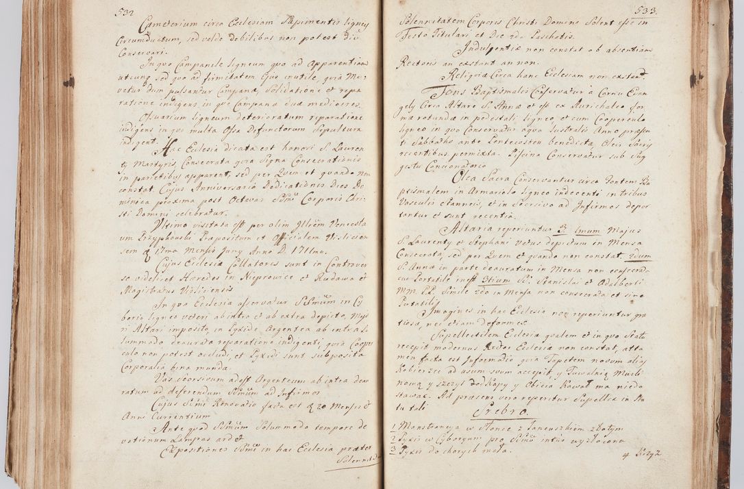 Zdjęcie nr 287 dla obiektu archiwalnego: Acta visitationis ecclesiarum in decanatu Sokolinensi et Kijensi ex commissione Cel. Principis R.D. Andrea Stanislai Kostka comitis in Załuskie Załuski, episcopi Cracoviensis, ducis Severiae, per Josephum Carolum Bleszyński, ecclesiarum cathedralis Cracoviensis et Insignis Collegiatae Sandomiriensis canonicum, expeditae diebus mensium Januarii et Februarii et Martii 1748 anno