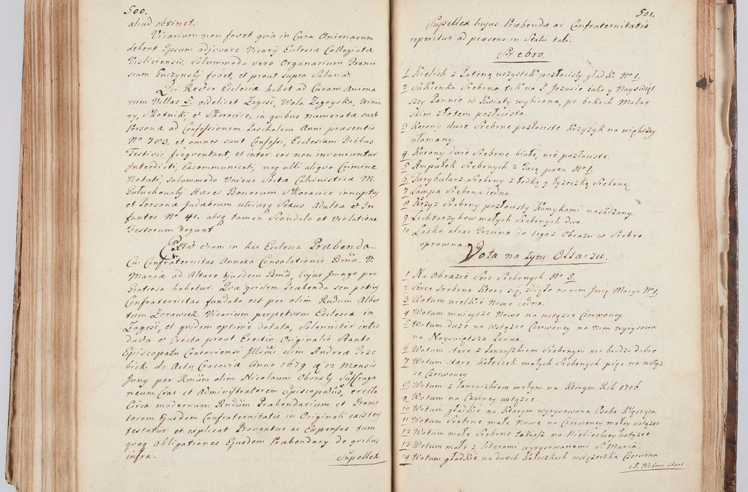 Zdjęcie nr 271 dla obiektu archiwalnego: Acta visitationis ecclesiarum in decanatu Sokolinensi et Kijensi ex commissione Cel. Principis R.D. Andrea Stanislai Kostka comitis in Załuskie Załuski, episcopi Cracoviensis, ducis Severiae, per Josephum Carolum Bleszyński, ecclesiarum cathedralis Cracoviensis et Insignis Collegiatae Sandomiriensis canonicum, expeditae diebus mensium Januarii et Februarii et Martii 1748 anno