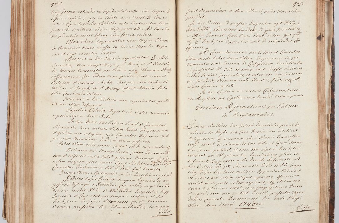 Zdjęcie nr 265 dla obiektu archiwalnego: Acta visitationis ecclesiarum in decanatu Sokolinensi et Kijensi ex commissione Cel. Principis R.D. Andrea Stanislai Kostka comitis in Załuskie Załuski, episcopi Cracoviensis, ducis Severiae, per Josephum Carolum Bleszyński, ecclesiarum cathedralis Cracoviensis et Insignis Collegiatae Sandomiriensis canonicum, expeditae diebus mensium Januarii et Februarii et Martii 1748 anno