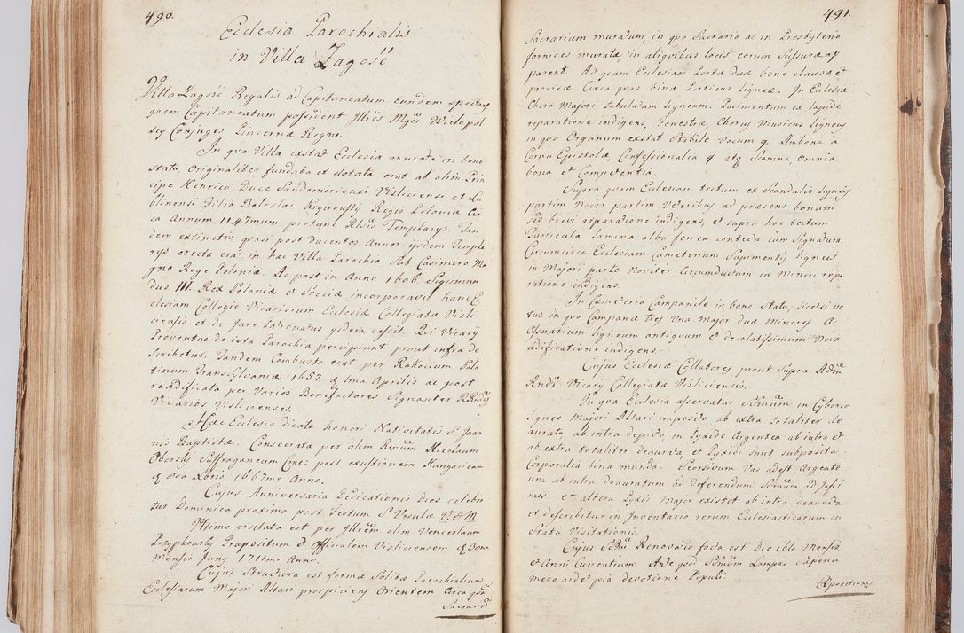 Zdjęcie nr 266 dla obiektu archiwalnego: Acta visitationis ecclesiarum in decanatu Sokolinensi et Kijensi ex commissione Cel. Principis R.D. Andrea Stanislai Kostka comitis in Załuskie Załuski, episcopi Cracoviensis, ducis Severiae, per Josephum Carolum Bleszyński, ecclesiarum cathedralis Cracoviensis et Insignis Collegiatae Sandomiriensis canonicum, expeditae diebus mensium Januarii et Februarii et Martii 1748 anno