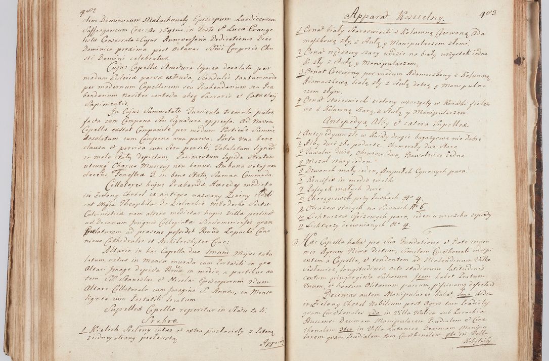 Zdjęcie nr 262 dla obiektu archiwalnego: Acta visitationis ecclesiarum in decanatu Sokolinensi et Kijensi ex commissione Cel. Principis R.D. Andrea Stanislai Kostka comitis in Załuskie Załuski, episcopi Cracoviensis, ducis Severiae, per Josephum Carolum Bleszyński, ecclesiarum cathedralis Cracoviensis et Insignis Collegiatae Sandomiriensis canonicum, expeditae diebus mensium Januarii et Februarii et Martii 1748 anno