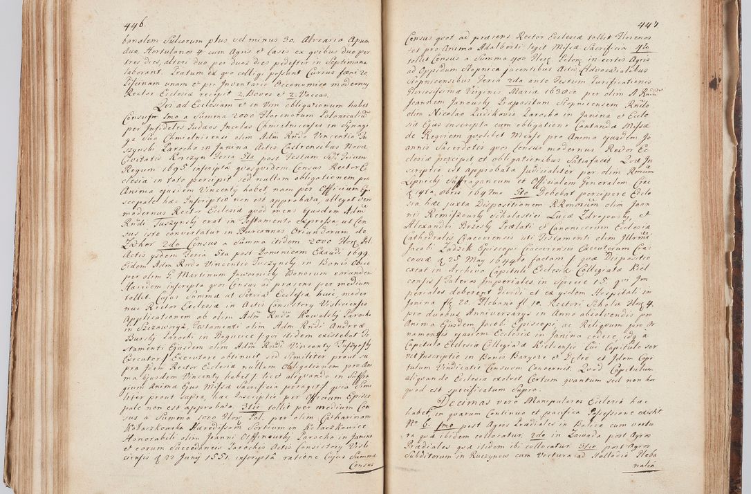 Zdjęcie nr 244 dla obiektu archiwalnego: Acta visitationis ecclesiarum in decanatu Sokolinensi et Kijensi ex commissione Cel. Principis R.D. Andrea Stanislai Kostka comitis in Załuskie Załuski, episcopi Cracoviensis, ducis Severiae, per Josephum Carolum Bleszyński, ecclesiarum cathedralis Cracoviensis et Insignis Collegiatae Sandomiriensis canonicum, expeditae diebus mensium Januarii et Februarii et Martii 1748 anno