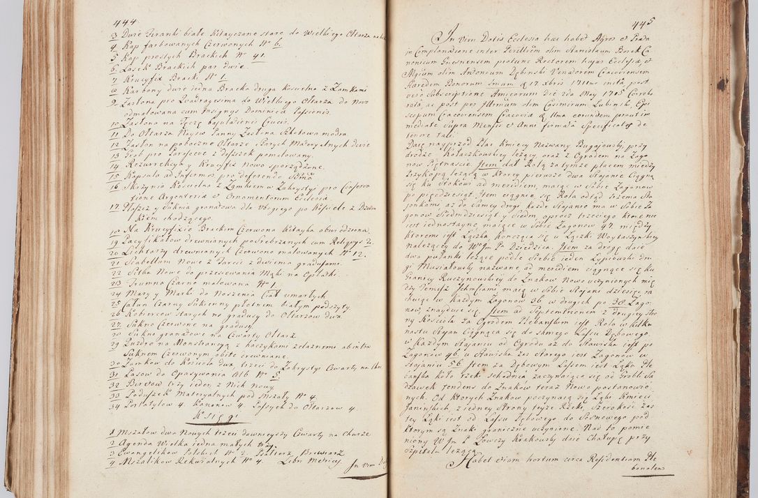 Zdjęcie nr 243 dla obiektu archiwalnego: Acta visitationis ecclesiarum in decanatu Sokolinensi et Kijensi ex commissione Cel. Principis R.D. Andrea Stanislai Kostka comitis in Załuskie Załuski, episcopi Cracoviensis, ducis Severiae, per Josephum Carolum Bleszyński, ecclesiarum cathedralis Cracoviensis et Insignis Collegiatae Sandomiriensis canonicum, expeditae diebus mensium Januarii et Februarii et Martii 1748 anno