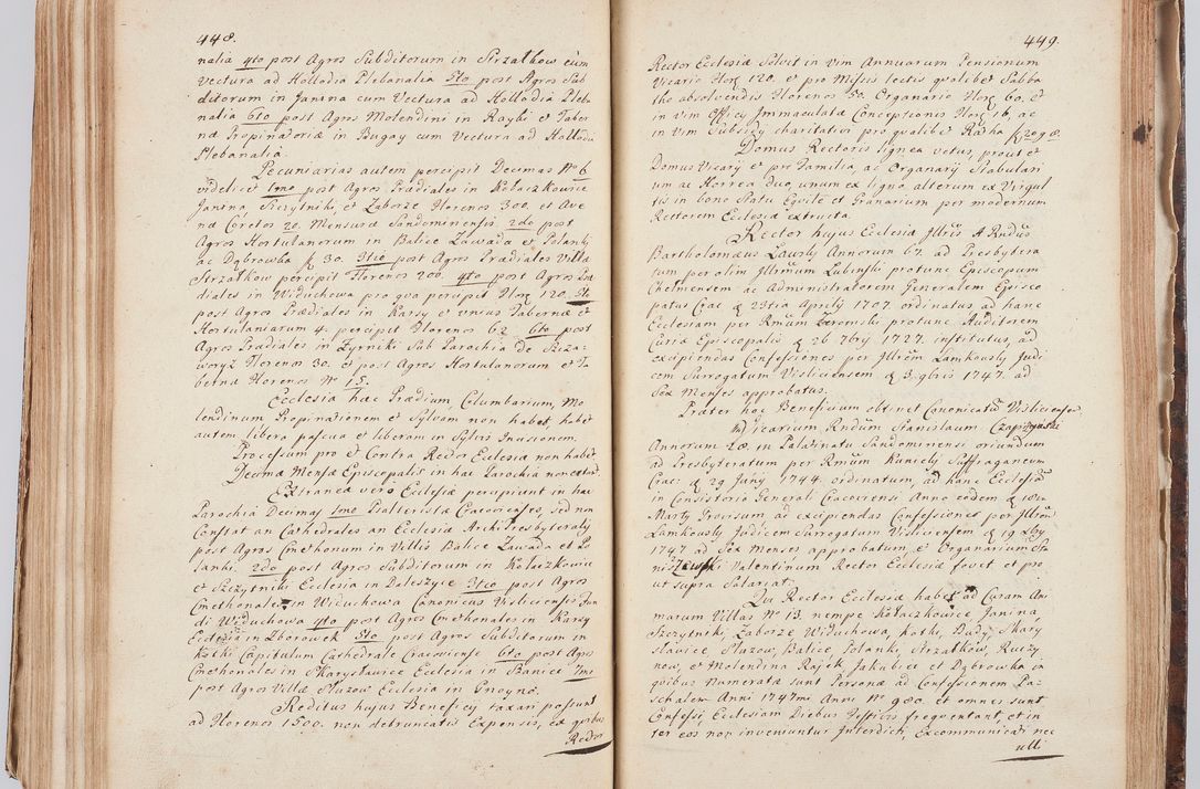 Zdjęcie nr 245 dla obiektu archiwalnego: Acta visitationis ecclesiarum in decanatu Sokolinensi et Kijensi ex commissione Cel. Principis R.D. Andrea Stanislai Kostka comitis in Załuskie Załuski, episcopi Cracoviensis, ducis Severiae, per Josephum Carolum Bleszyński, ecclesiarum cathedralis Cracoviensis et Insignis Collegiatae Sandomiriensis canonicum, expeditae diebus mensium Januarii et Februarii et Martii 1748 anno