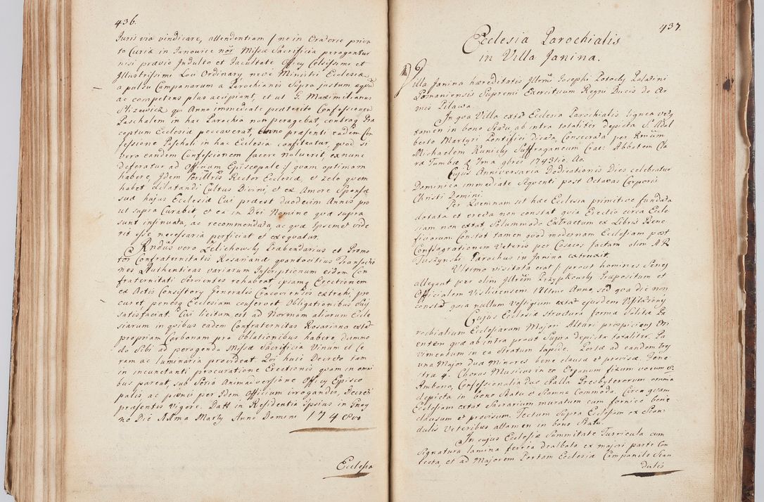 Zdjęcie nr 239 dla obiektu archiwalnego: Acta visitationis ecclesiarum in decanatu Sokolinensi et Kijensi ex commissione Cel. Principis R.D. Andrea Stanislai Kostka comitis in Załuskie Załuski, episcopi Cracoviensis, ducis Severiae, per Josephum Carolum Bleszyński, ecclesiarum cathedralis Cracoviensis et Insignis Collegiatae Sandomiriensis canonicum, expeditae diebus mensium Januarii et Februarii et Martii 1748 anno