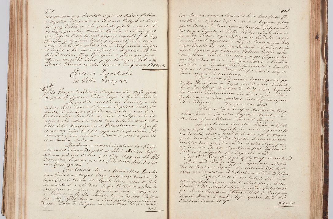 Zdjęcie nr 228 dla obiektu archiwalnego: Acta visitationis ecclesiarum in decanatu Sokolinensi et Kijensi ex commissione Cel. Principis R.D. Andrea Stanislai Kostka comitis in Załuskie Załuski, episcopi Cracoviensis, ducis Severiae, per Josephum Carolum Bleszyński, ecclesiarum cathedralis Cracoviensis et Insignis Collegiatae Sandomiriensis canonicum, expeditae diebus mensium Januarii et Februarii et Martii 1748 anno