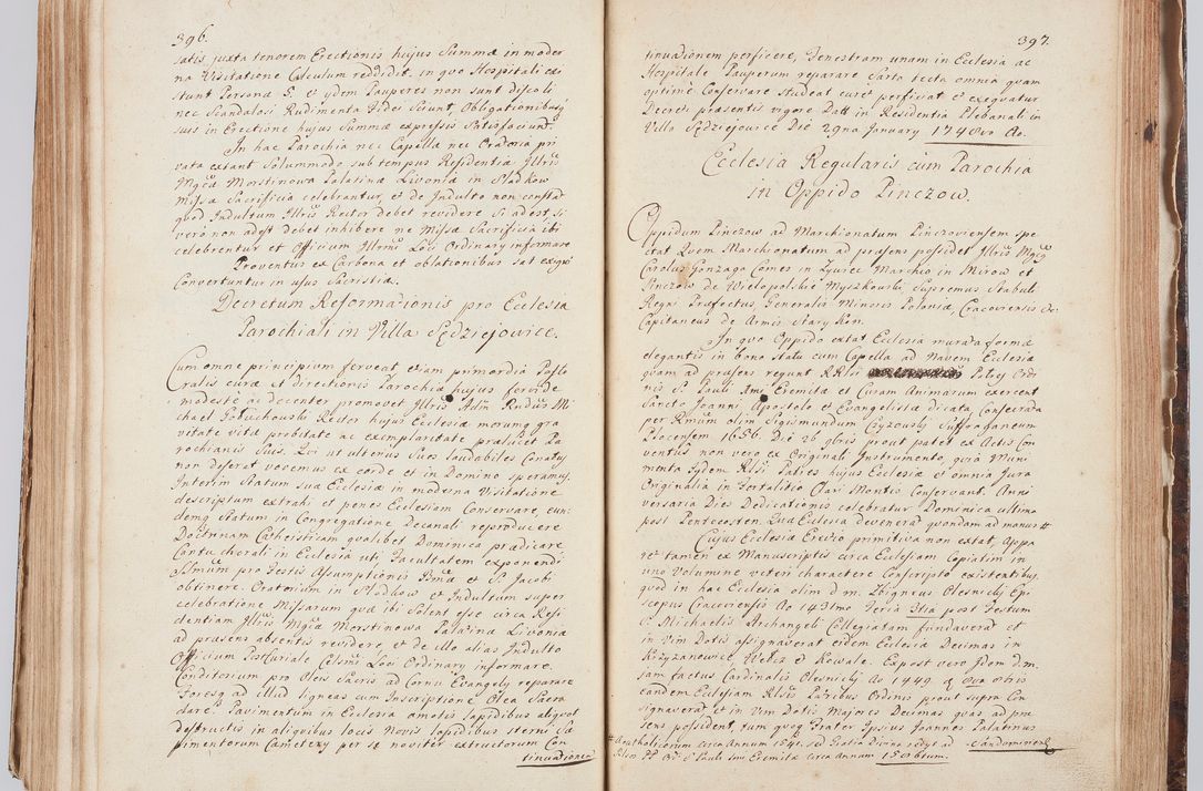 Zdjęcie nr 219 dla obiektu archiwalnego: Acta visitationis ecclesiarum in decanatu Sokolinensi et Kijensi ex commissione Cel. Principis R.D. Andrea Stanislai Kostka comitis in Załuskie Załuski, episcopi Cracoviensis, ducis Severiae, per Josephum Carolum Bleszyński, ecclesiarum cathedralis Cracoviensis et Insignis Collegiatae Sandomiriensis canonicum, expeditae diebus mensium Januarii et Februarii et Martii 1748 anno