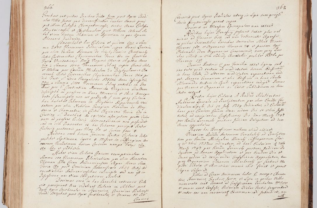 Zdjęcie nr 204 dla obiektu archiwalnego: Acta visitationis ecclesiarum in decanatu Sokolinensi et Kijensi ex commissione Cel. Principis R.D. Andrea Stanislai Kostka comitis in Załuskie Załuski, episcopi Cracoviensis, ducis Severiae, per Josephum Carolum Bleszyński, ecclesiarum cathedralis Cracoviensis et Insignis Collegiatae Sandomiriensis canonicum, expeditae diebus mensium Januarii et Februarii et Martii 1748 anno