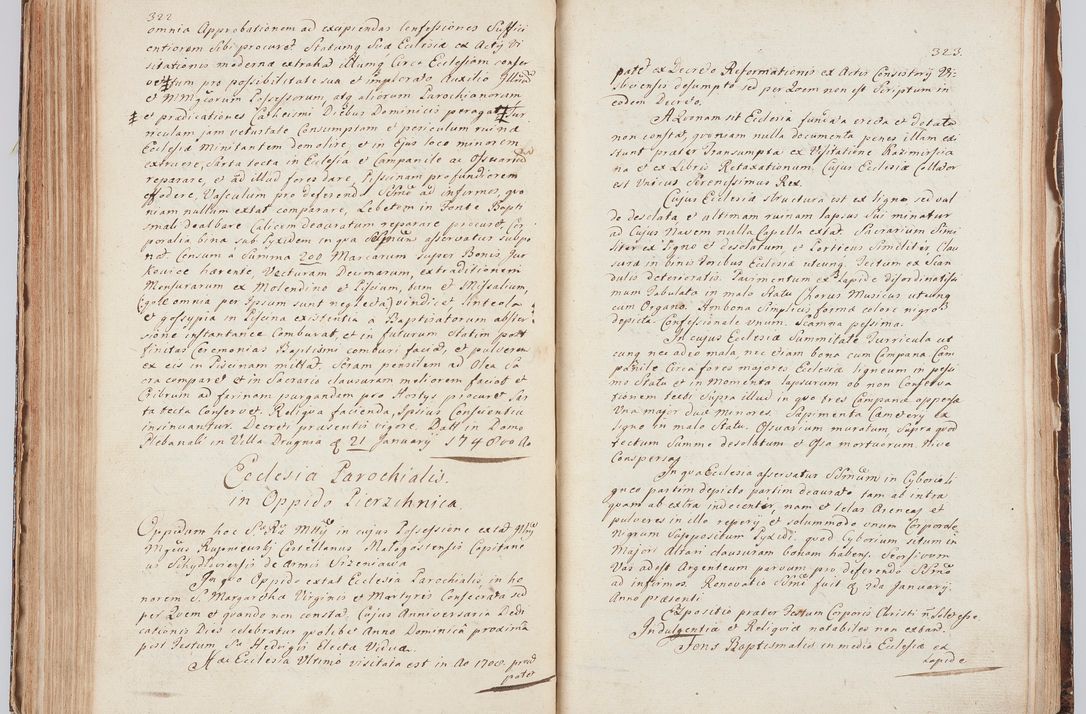 Zdjęcie nr 181 dla obiektu archiwalnego: Acta visitationis ecclesiarum in decanatu Sokolinensi et Kijensi ex commissione Cel. Principis R.D. Andrea Stanislai Kostka comitis in Załuskie Załuski, episcopi Cracoviensis, ducis Severiae, per Josephum Carolum Bleszyński, ecclesiarum cathedralis Cracoviensis et Insignis Collegiatae Sandomiriensis canonicum, expeditae diebus mensium Januarii et Februarii et Martii 1748 anno