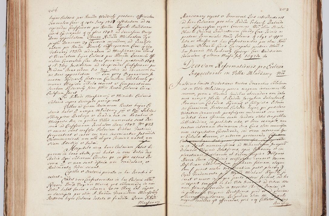 Zdjęcie nr 163 dla obiektu archiwalnego: Acta visitationis ecclesiarum in decanatu Sokolinensi et Kijensi ex commissione Cel. Principis R.D. Andrea Stanislai Kostka comitis in Załuskie Załuski, episcopi Cracoviensis, ducis Severiae, per Josephum Carolum Bleszyński, ecclesiarum cathedralis Cracoviensis et Insignis Collegiatae Sandomiriensis canonicum, expeditae diebus mensium Januarii et Februarii et Martii 1748 anno
