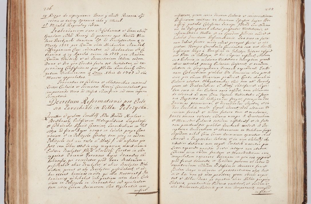 Zdjęcie nr 136 dla obiektu archiwalnego: Acta visitationis ecclesiarum in decanatu Sokolinensi et Kijensi ex commissione Cel. Principis R.D. Andrea Stanislai Kostka comitis in Załuskie Załuski, episcopi Cracoviensis, ducis Severiae, per Josephum Carolum Bleszyński, ecclesiarum cathedralis Cracoviensis et Insignis Collegiatae Sandomiriensis canonicum, expeditae diebus mensium Januarii et Februarii et Martii 1748 anno