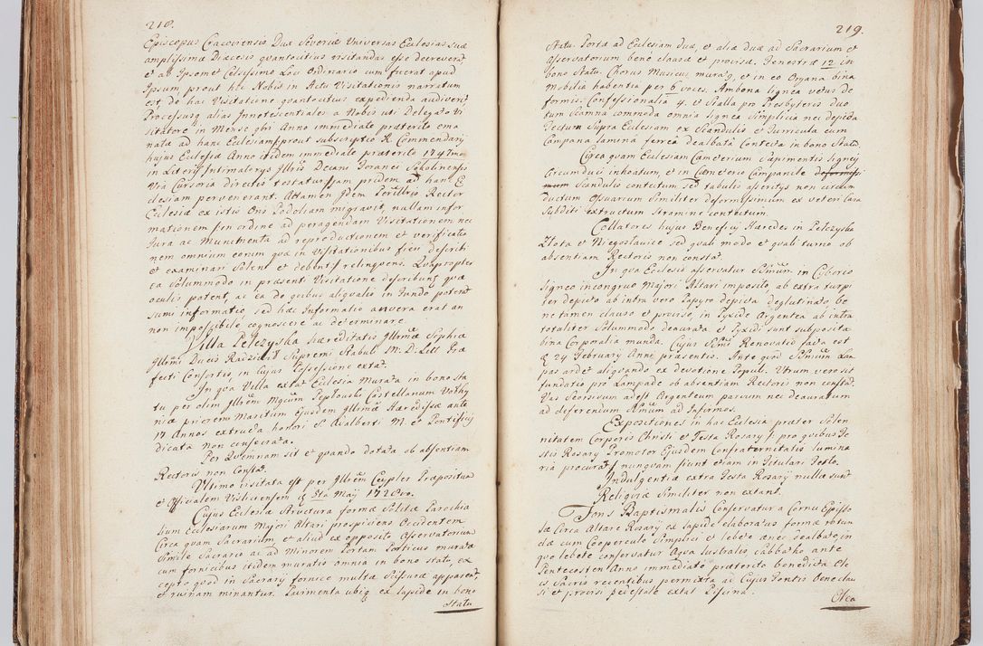 Zdjęcie nr 126 dla obiektu archiwalnego: Acta visitationis ecclesiarum in decanatu Sokolinensi et Kijensi ex commissione Cel. Principis R.D. Andrea Stanislai Kostka comitis in Załuskie Załuski, episcopi Cracoviensis, ducis Severiae, per Josephum Carolum Bleszyński, ecclesiarum cathedralis Cracoviensis et Insignis Collegiatae Sandomiriensis canonicum, expeditae diebus mensium Januarii et Februarii et Martii 1748 anno