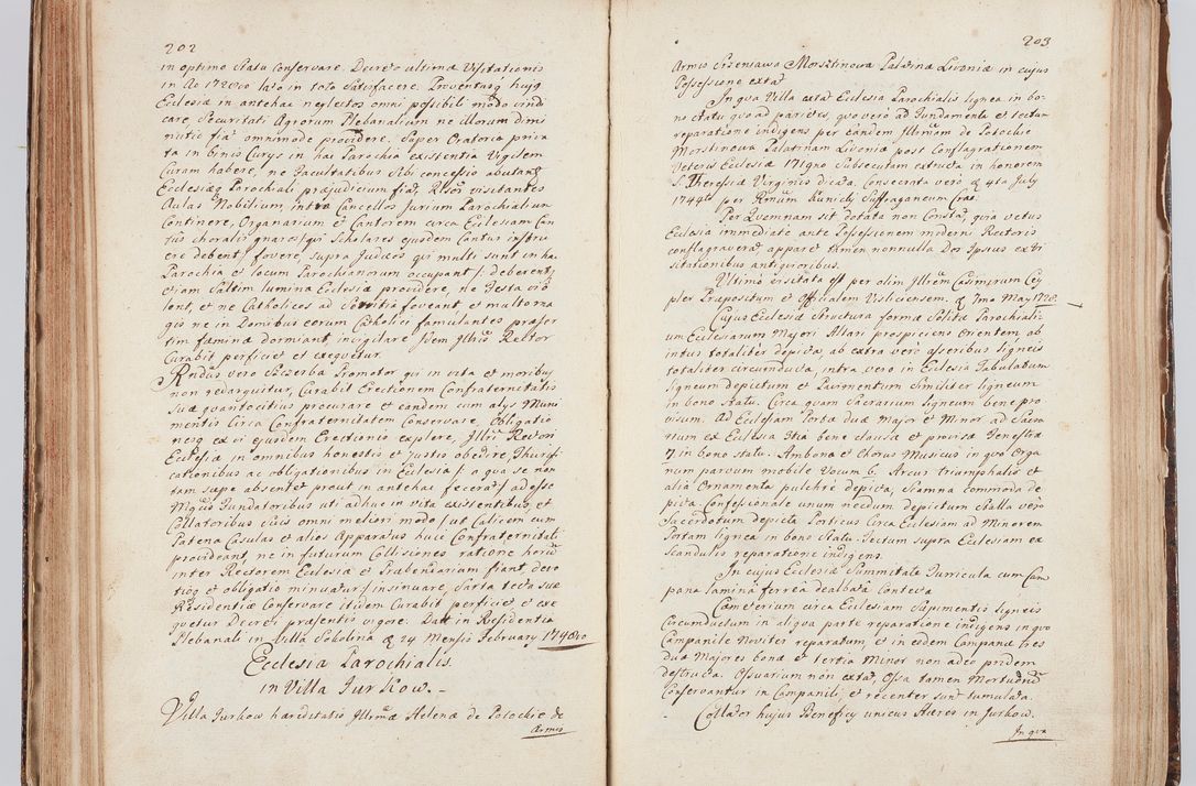 Zdjęcie nr 117 dla obiektu archiwalnego: Acta visitationis ecclesiarum in decanatu Sokolinensi et Kijensi ex commissione Cel. Principis R.D. Andrea Stanislai Kostka comitis in Załuskie Załuski, episcopi Cracoviensis, ducis Severiae, per Josephum Carolum Bleszyński, ecclesiarum cathedralis Cracoviensis et Insignis Collegiatae Sandomiriensis canonicum, expeditae diebus mensium Januarii et Februarii et Martii 1748 anno