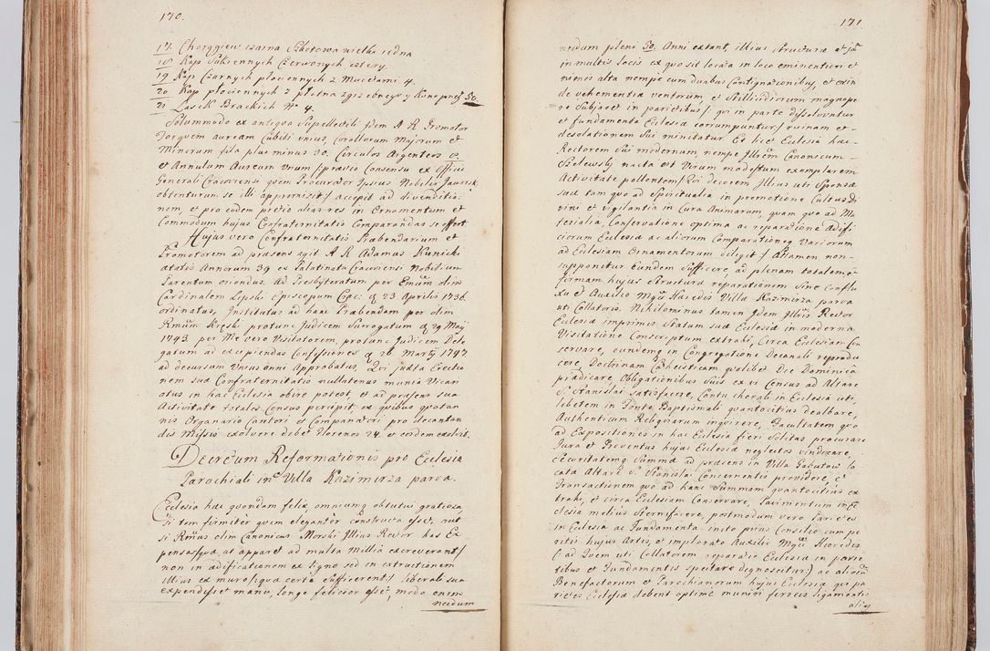 Zdjęcie nr 100 dla obiektu archiwalnego: Acta visitationis ecclesiarum in decanatu Sokolinensi et Kijensi ex commissione Cel. Principis R.D. Andrea Stanislai Kostka comitis in Załuskie Załuski, episcopi Cracoviensis, ducis Severiae, per Josephum Carolum Bleszyński, ecclesiarum cathedralis Cracoviensis et Insignis Collegiatae Sandomiriensis canonicum, expeditae diebus mensium Januarii et Februarii et Martii 1748 anno