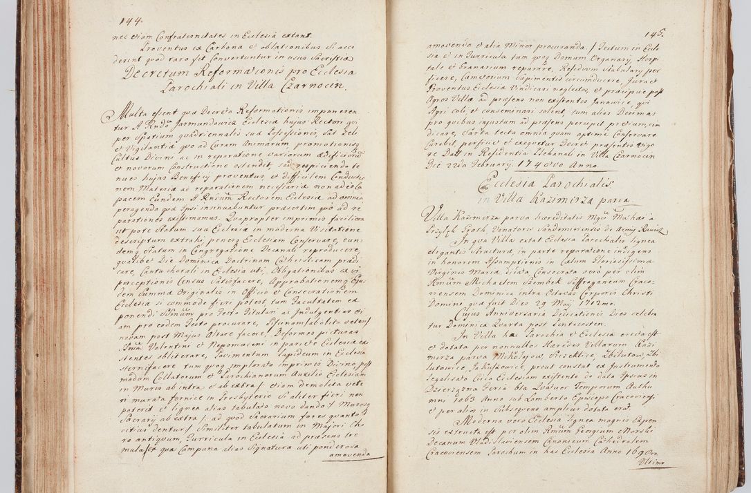 Zdjęcie nr 86 dla obiektu archiwalnego: Acta visitationis ecclesiarum in decanatu Sokolinensi et Kijensi ex commissione Cel. Principis R.D. Andrea Stanislai Kostka comitis in Załuskie Załuski, episcopi Cracoviensis, ducis Severiae, per Josephum Carolum Bleszyński, ecclesiarum cathedralis Cracoviensis et Insignis Collegiatae Sandomiriensis canonicum, expeditae diebus mensium Januarii et Februarii et Martii 1748 anno