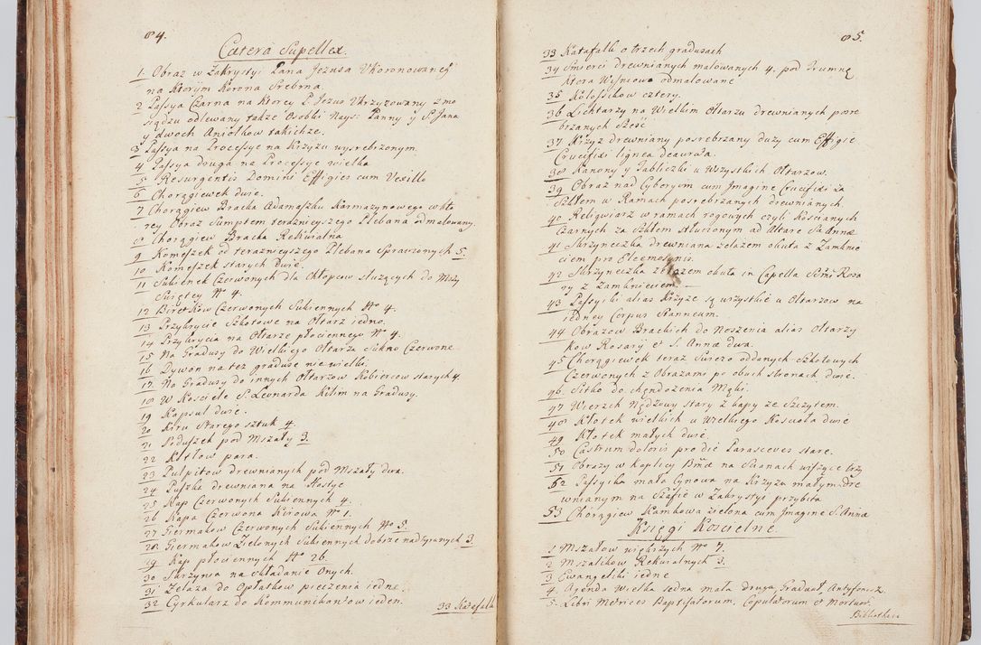 Zdjęcie nr 55 dla obiektu archiwalnego: Acta visitationis ecclesiarum in decanatu Sokolinensi et Kijensi ex commissione Cel. Principis R.D. Andrea Stanislai Kostka comitis in Załuskie Załuski, episcopi Cracoviensis, ducis Severiae, per Josephum Carolum Bleszyński, ecclesiarum cathedralis Cracoviensis et Insignis Collegiatae Sandomiriensis canonicum, expeditae diebus mensium Januarii et Februarii et Martii 1748 anno