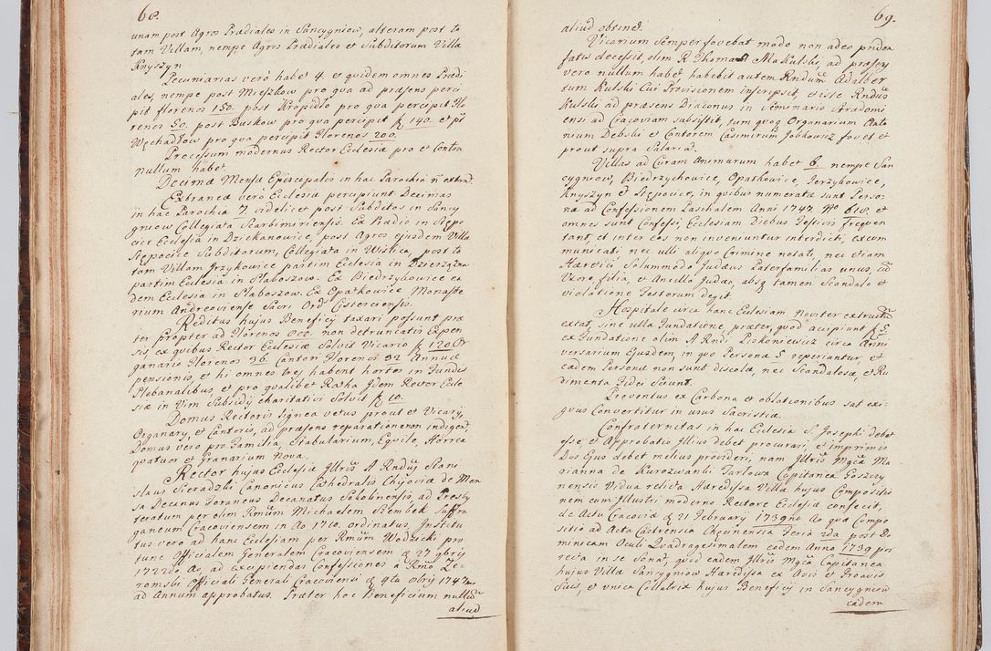Zdjęcie nr 47 dla obiektu archiwalnego: Acta visitationis ecclesiarum in decanatu Sokolinensi et Kijensi ex commissione Cel. Principis R.D. Andrea Stanislai Kostka comitis in Załuskie Załuski, episcopi Cracoviensis, ducis Severiae, per Josephum Carolum Bleszyński, ecclesiarum cathedralis Cracoviensis et Insignis Collegiatae Sandomiriensis canonicum, expeditae diebus mensium Januarii et Februarii et Martii 1748 anno