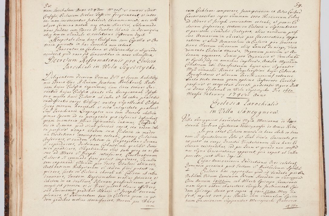 Zdjęcie nr 40 dla obiektu archiwalnego: Acta visitationis ecclesiarum in decanatu Sokolinensi et Kijensi ex commissione Cel. Principis R.D. Andrea Stanislai Kostka comitis in Załuskie Załuski, episcopi Cracoviensis, ducis Severiae, per Josephum Carolum Bleszyński, ecclesiarum cathedralis Cracoviensis et Insignis Collegiatae Sandomiriensis canonicum, expeditae diebus mensium Januarii et Februarii et Martii 1748 anno
