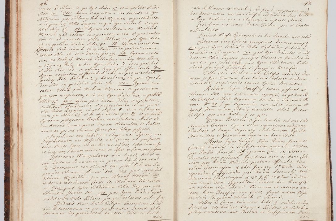 Zdjęcie nr 34 dla obiektu archiwalnego: Acta visitationis ecclesiarum in decanatu Sokolinensi et Kijensi ex commissione Cel. Principis R.D. Andrea Stanislai Kostka comitis in Załuskie Załuski, episcopi Cracoviensis, ducis Severiae, per Josephum Carolum Bleszyński, ecclesiarum cathedralis Cracoviensis et Insignis Collegiatae Sandomiriensis canonicum, expeditae diebus mensium Januarii et Februarii et Martii 1748 anno