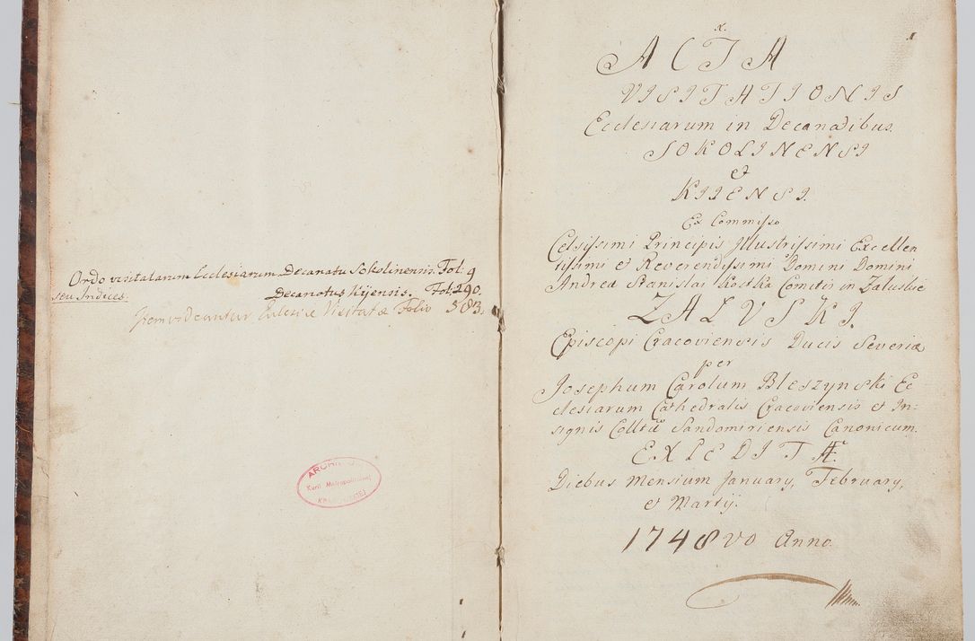 Zdjęcie nr 8 dla obiektu archiwalnego: Acta visitationis ecclesiarum in decanatu Sokolinensi et Kijensi ex commissione Cel. Principis R.D. Andrea Stanislai Kostka comitis in Załuskie Załuski, episcopi Cracoviensis, ducis Severiae, per Josephum Carolum Bleszyński, ecclesiarum cathedralis Cracoviensis et Insignis Collegiatae Sandomiriensis canonicum, expeditae diebus mensium Januarii et Februarii et Martii 1748 anno
