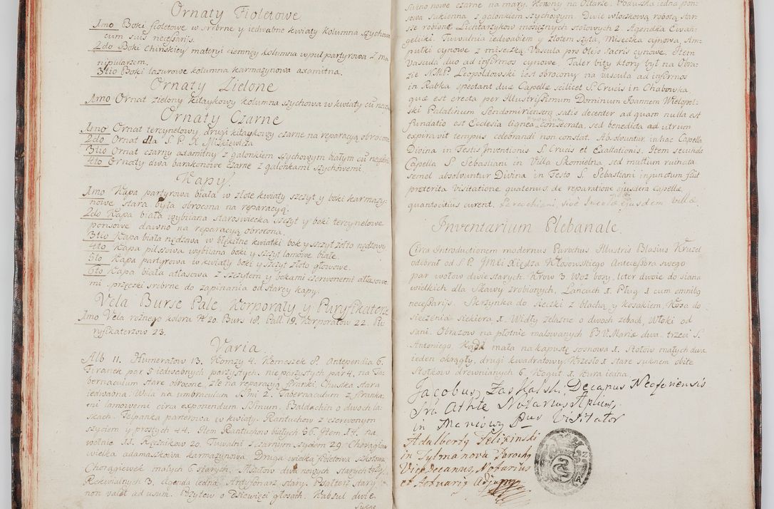 Zdjęcie nr 45 dla obiektu archiwalnego: Visitatio decanatus Neoforiensis per R.D. Jacobum Zaskalski, Sacra suthoritate Apostolica publicum notarium, in Maniowy parochum, decanum Neoforiensem in anno 1765 die 30 Januarii inchoata, ex post sequentibus diebus et mensibus expedita, R.D. Francisco de Potkana Potkański, episcopo Patarensi, suffraganeo, canonico, vicario in spiritualibus et officiali generali Cracoviensi dedicata et devota