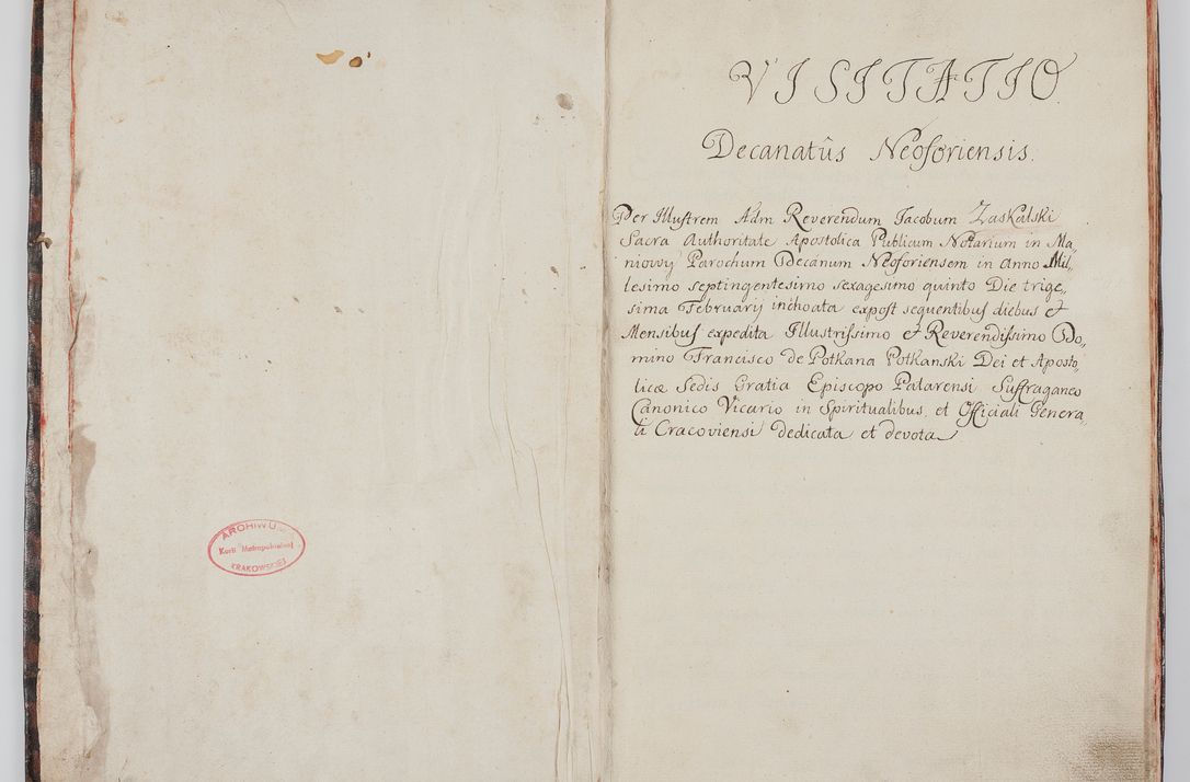 Zdjęcie nr 7 dla obiektu archiwalnego: Visitatio decanatus Neoforiensis per R.D. Jacobum Zaskalski, Sacra suthoritate Apostolica publicum notarium, in Maniowy parochum, decanum Neoforiensem in anno 1765 die 30 Januarii inchoata, ex post sequentibus diebus et mensibus expedita, R.D. Francisco de Potkana Potkański, episcopo Patarensi, suffraganeo, canonico, vicario in spiritualibus et officiali generali Cracoviensi dedicata et devota