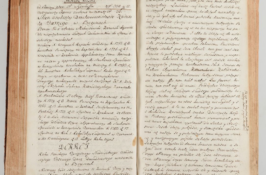 Zdjęcie nr 437 dla obiektu archiwalnego: Akta wizyty generalnej z woli i nakazu J.O. Xiążęcia Jm. Michała Jerzego Ciołka Poniatowskiego, biskupa płockiego, Xiążęcia pułtuskiego, koadiutora z całą jurysdykcją krakowskiego, Xiążęcia siewierskiego, opata kommendataryusza czerwińskiego, dziekana warszawskiego, orderów Orła Białego i św. Stanisława kawalera, w czterech dekanatach: Pacanowskim, Opatowskim, Witowskim i Sokolińskim przez Jmi Xiędza Antoniego Franciszka Dunina Kozickiego, Kollegiaty Pileckiej dziekana od dnia 15 miesiąca maja do dnia 22 października roku Pańskiego 1783 odprawionej