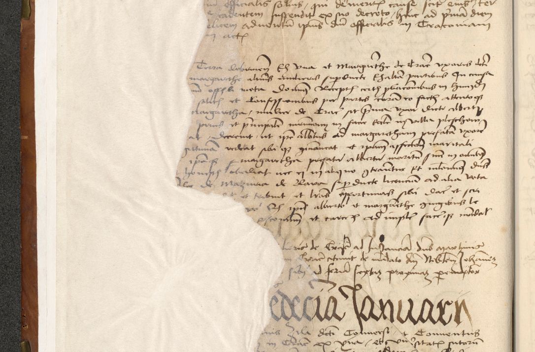 Zdjęcie nr 6 dla obiektu archiwalnego: Acta actoru[m coram venerabili viro] domino Joh[anne de Lathoschin, sacre] theologie [et decretorum] doctore [canonico et officiali Cracoviensi] generali [anno Domini millesimo] quadringen[tesimo nonagesimo tercio] indicione [XI, pontificatus sanctis]simi in Christo [patris domini nostri domini] Allexandri [divina providencia pape] sexti, anni [ipsius primo]