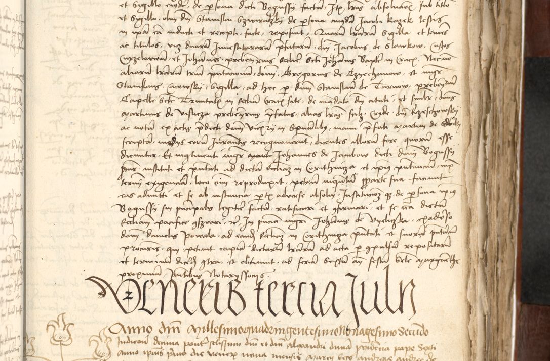 Zdjęcie nr 301 dla obiektu archiwalnego: Acta actoru[m coram venerabili viro] domino Joh[anne de Lathoschin, sacre] theologie [et decretorum] doctore [canonico et officiali Cracoviensi] generali [anno Domini millesimo] quadringen[tesimo nonagesimo tercio] indicione [XI, pontificatus sanctis]simi in Christo [patris domini nostri domini] Allexandri [divina providencia pape] sexti, anni [ipsius primo]
