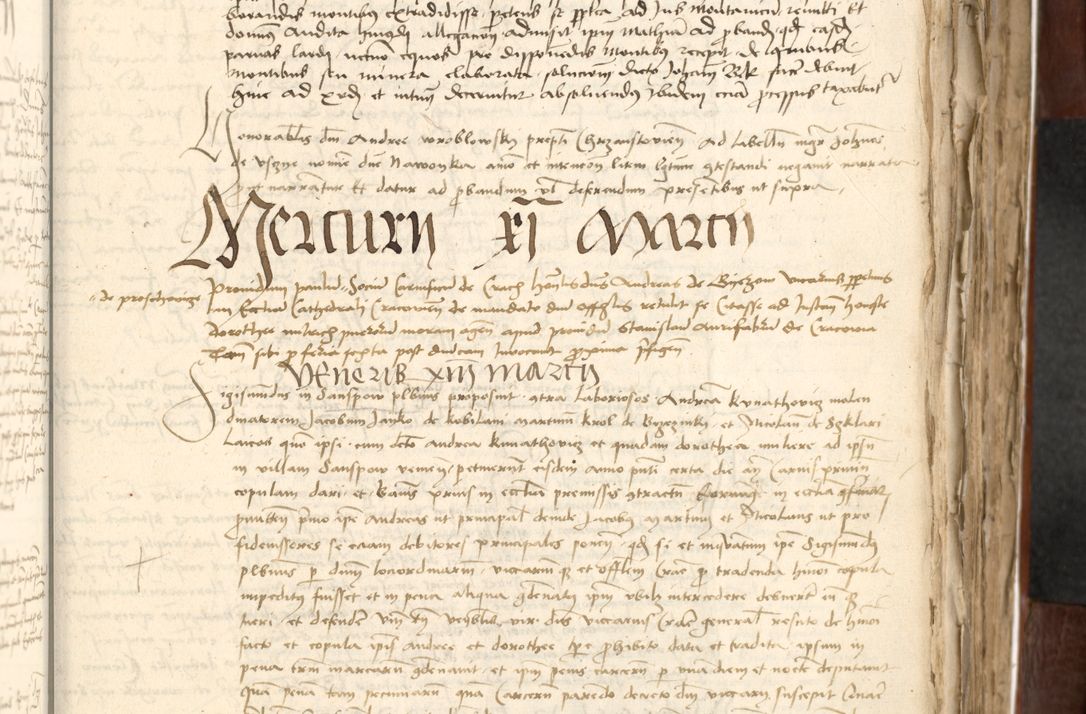 Zdjęcie nr 261 dla obiektu archiwalnego: Acta actoru[m coram venerabili viro] domino Joh[anne de Lathoschin, sacre] theologie [et decretorum] doctore [canonico et officiali Cracoviensi] generali [anno Domini millesimo] quadringen[tesimo nonagesimo tercio] indicione [XI, pontificatus sanctis]simi in Christo [patris domini nostri domini] Allexandri [divina providencia pape] sexti, anni [ipsius primo]