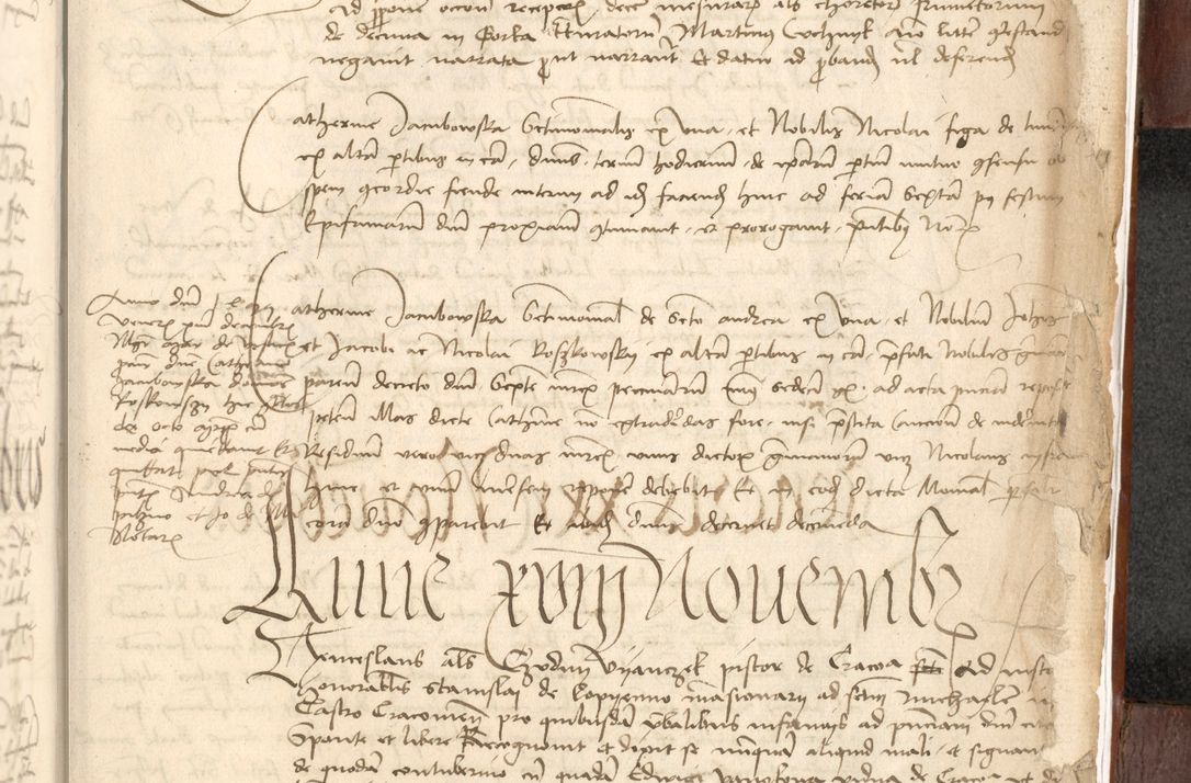 Zdjęcie nr 591 dla obiektu archiwalnego: Acta actoru[m coram venerabili viro] domino Joh[anne de Lathoschin, sacre] theologie [et decretorum] doctore [canonico et officiali Cracoviensi] generali [anno Domini millesimo] quadringen[tesimo nonagesimo tercio] indicione [XI, pontificatus sanctis]simi in Christo [patris domini nostri domini] Allexandri [divina providencia pape] sexti, anni [ipsius primo]