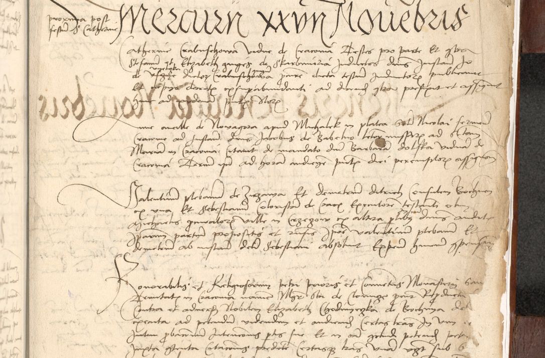 Zdjęcie nr 593 dla obiektu archiwalnego: Acta actoru[m coram venerabili viro] domino Joh[anne de Lathoschin, sacre] theologie [et decretorum] doctore [canonico et officiali Cracoviensi] generali [anno Domini millesimo] quadringen[tesimo nonagesimo tercio] indicione [XI, pontificatus sanctis]simi in Christo [patris domini nostri domini] Allexandri [divina providencia pape] sexti, anni [ipsius primo]