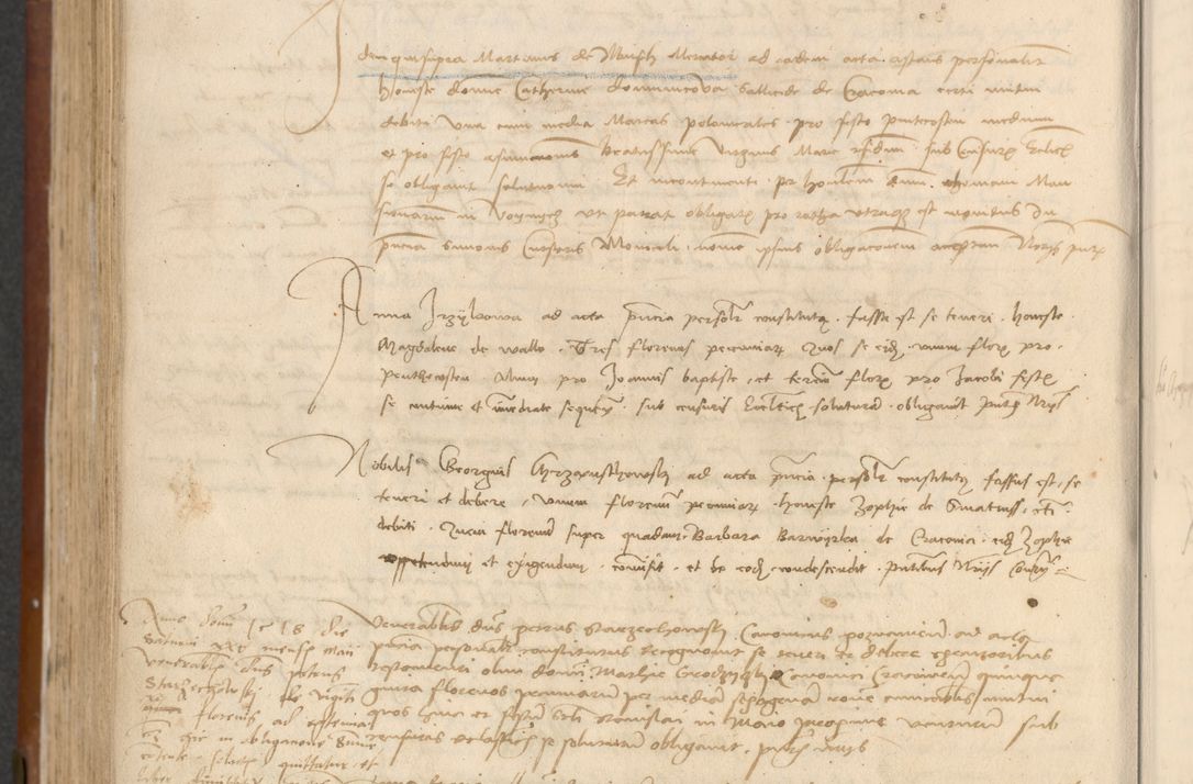 Zdjęcie nr 428 dla obiektu archiwalnego: [Acta] obligationum coram reverendo patre domino Thoma Rosnowsky canonico et offi[ciali C]racoviensi generali [a]d annum Domini 1514, [ind]itione secunda, pontificatus sanctissimi in Christo patris domini nostro domini Leonis divina providencia pape decimi moderni. Anno sue sanctitatis aduc ad 19 Marcii [...] primo secundis fatibus et felici sidere suum per manu Bronislaidis telluris Ursonici recipiunt et dii faveant ceptis