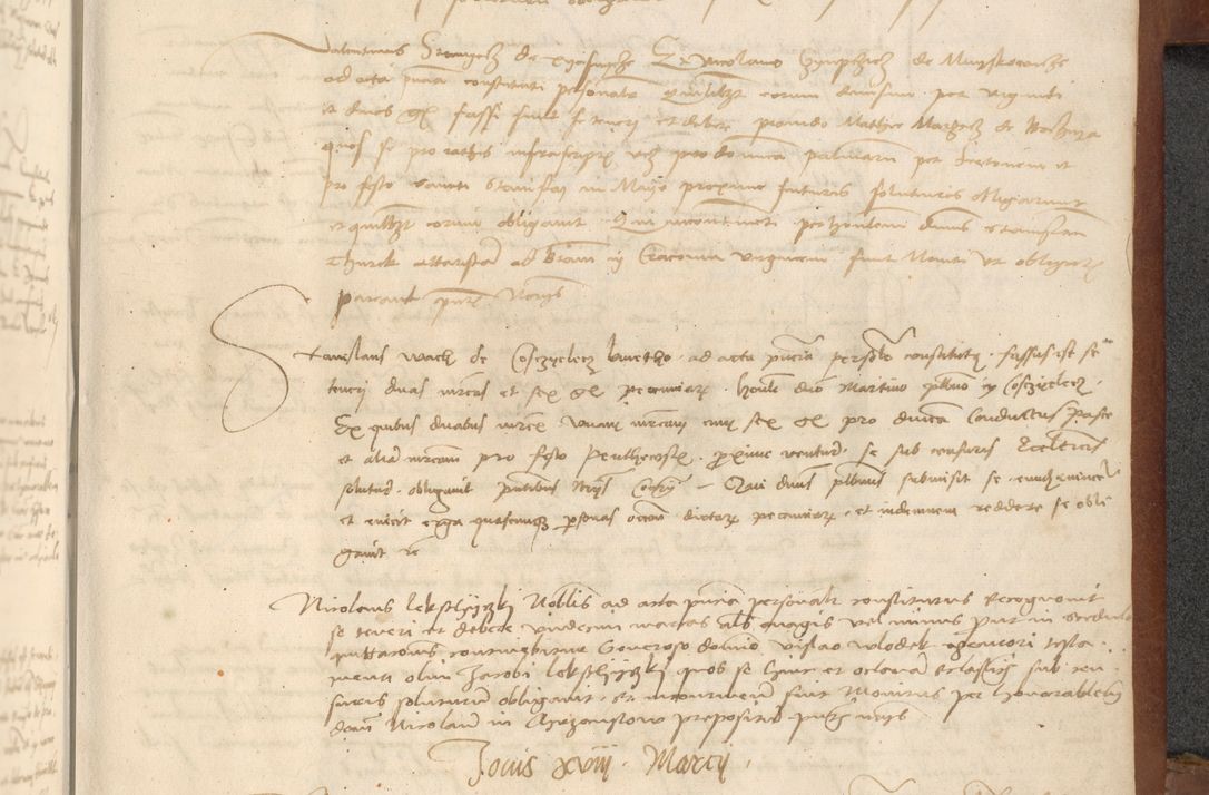 Zdjęcie nr 427 dla obiektu archiwalnego: [Acta] obligationum coram reverendo patre domino Thoma Rosnowsky canonico et offi[ciali C]racoviensi generali [a]d annum Domini 1514, [ind]itione secunda, pontificatus sanctissimi in Christo patris domini nostro domini Leonis divina providencia pape decimi moderni. Anno sue sanctitatis aduc ad 19 Marcii [...] primo secundis fatibus et felici sidere suum per manu Bronislaidis telluris Ursonici recipiunt et dii faveant ceptis