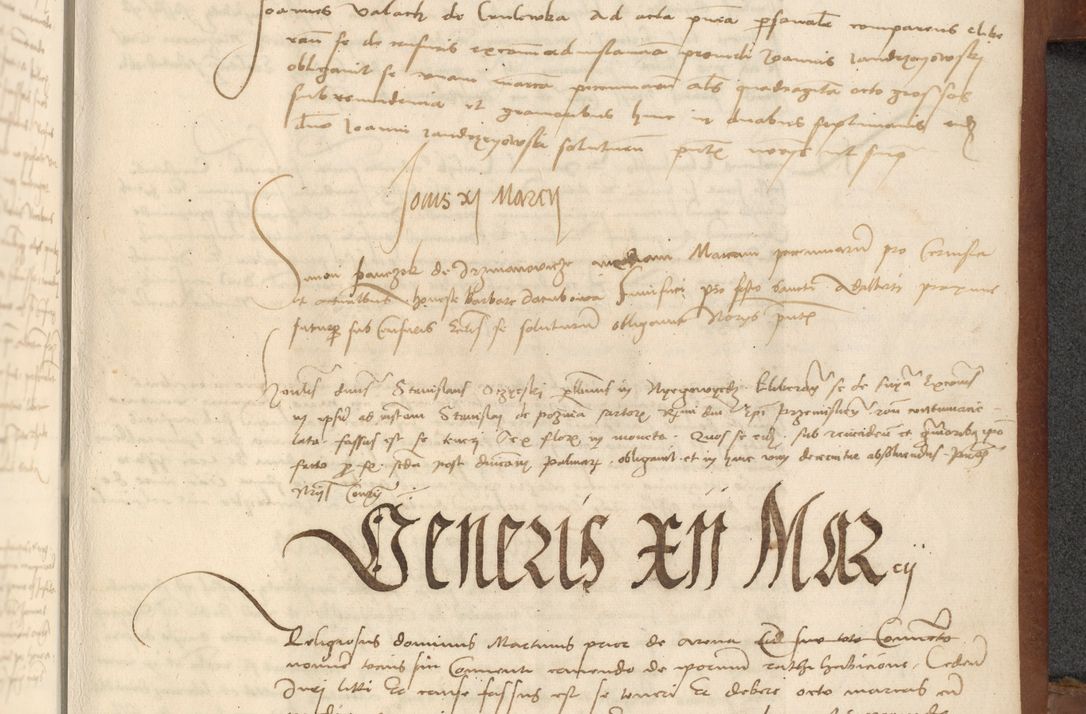 Zdjęcie nr 425 dla obiektu archiwalnego: [Acta] obligationum coram reverendo patre domino Thoma Rosnowsky canonico et offi[ciali C]racoviensi generali [a]d annum Domini 1514, [ind]itione secunda, pontificatus sanctissimi in Christo patris domini nostro domini Leonis divina providencia pape decimi moderni. Anno sue sanctitatis aduc ad 19 Marcii [...] primo secundis fatibus et felici sidere suum per manu Bronislaidis telluris Ursonici recipiunt et dii faveant ceptis