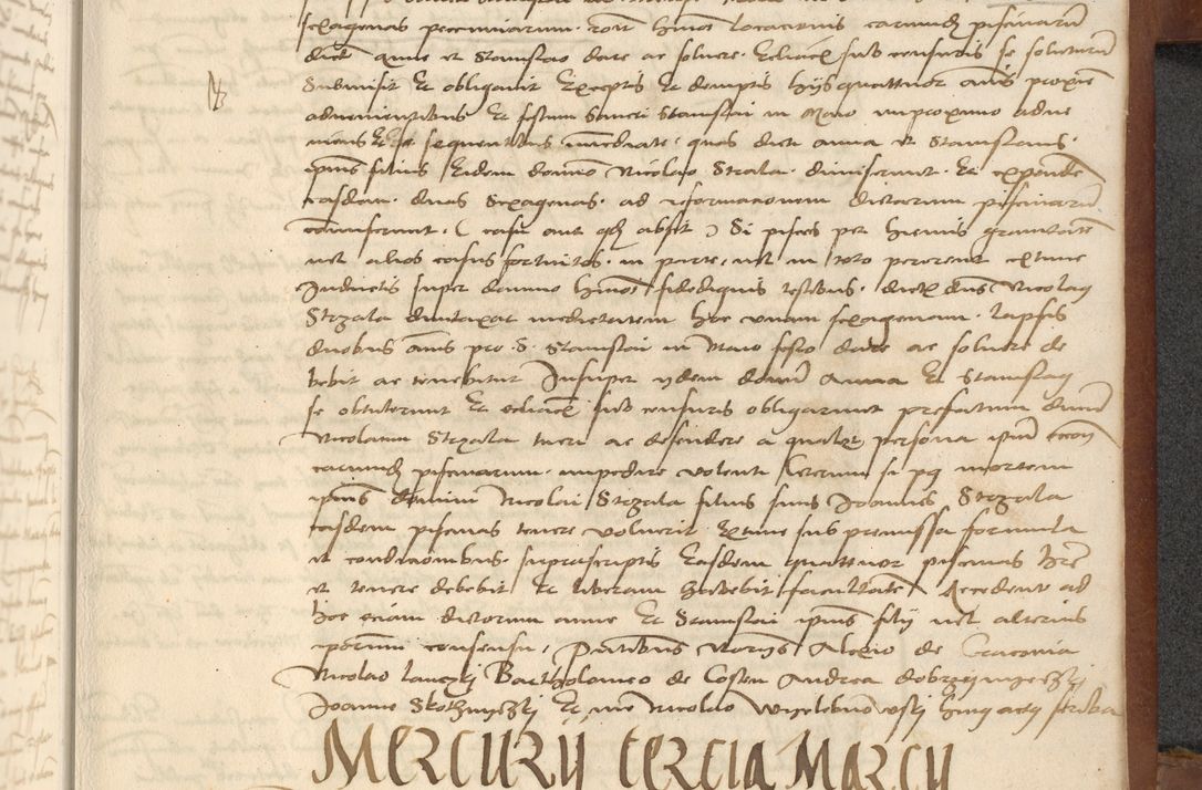 Zdjęcie nr 419 dla obiektu archiwalnego: [Acta] obligationum coram reverendo patre domino Thoma Rosnowsky canonico et offi[ciali C]racoviensi generali [a]d annum Domini 1514, [ind]itione secunda, pontificatus sanctissimi in Christo patris domini nostro domini Leonis divina providencia pape decimi moderni. Anno sue sanctitatis aduc ad 19 Marcii [...] primo secundis fatibus et felici sidere suum per manu Bronislaidis telluris Ursonici recipiunt et dii faveant ceptis