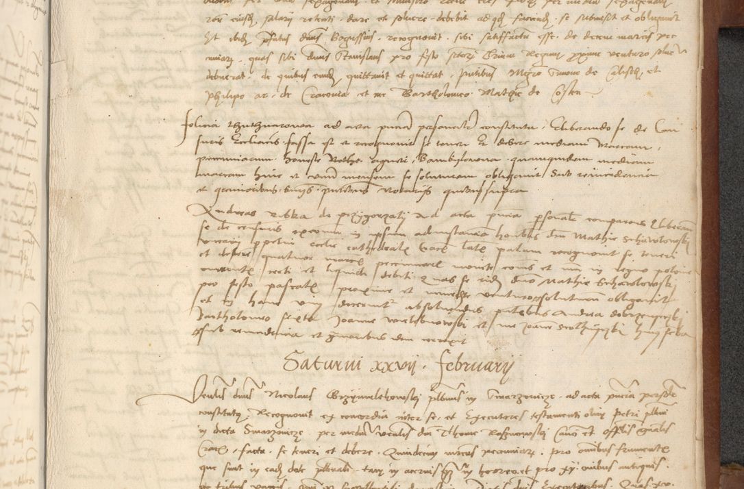 Zdjęcie nr 417 dla obiektu archiwalnego: [Acta] obligationum coram reverendo patre domino Thoma Rosnowsky canonico et offi[ciali C]racoviensi generali [a]d annum Domini 1514, [ind]itione secunda, pontificatus sanctissimi in Christo patris domini nostro domini Leonis divina providencia pape decimi moderni. Anno sue sanctitatis aduc ad 19 Marcii [...] primo secundis fatibus et felici sidere suum per manu Bronislaidis telluris Ursonici recipiunt et dii faveant ceptis