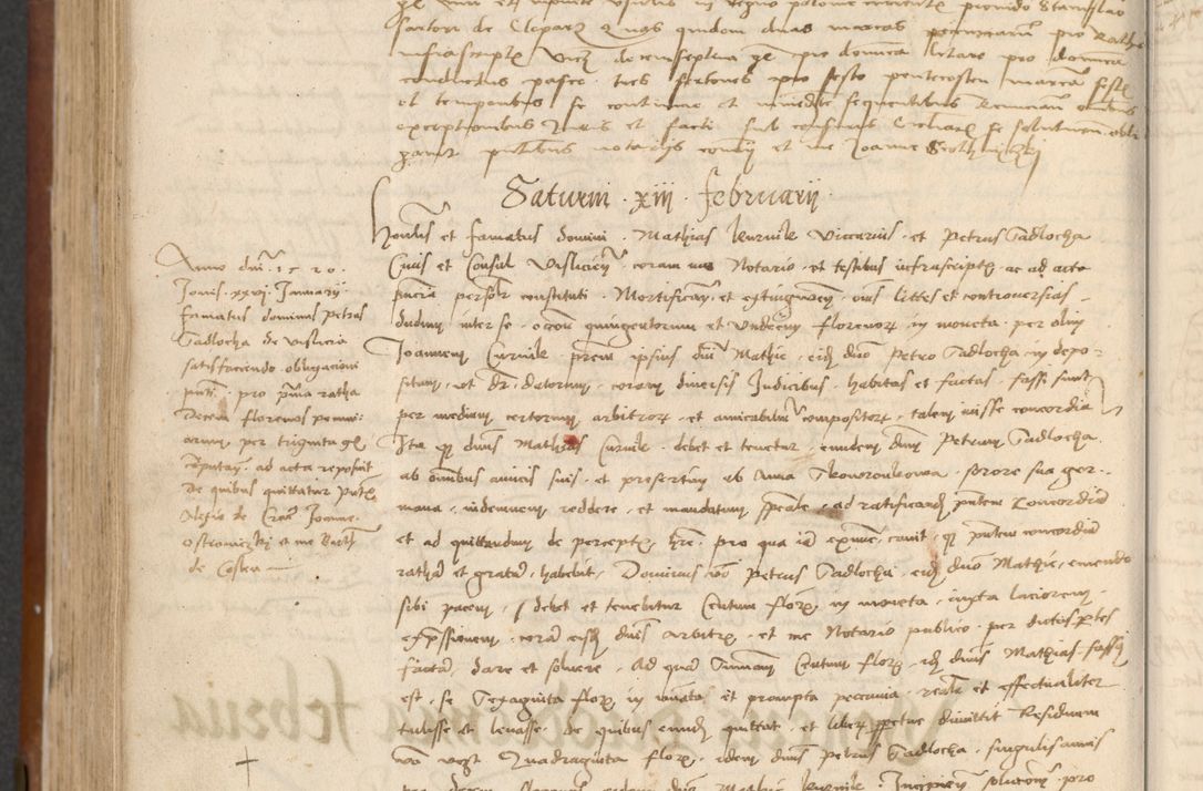 Zdjęcie nr 414 dla obiektu archiwalnego: [Acta] obligationum coram reverendo patre domino Thoma Rosnowsky canonico et offi[ciali C]racoviensi generali [a]d annum Domini 1514, [ind]itione secunda, pontificatus sanctissimi in Christo patris domini nostro domini Leonis divina providencia pape decimi moderni. Anno sue sanctitatis aduc ad 19 Marcii [...] primo secundis fatibus et felici sidere suum per manu Bronislaidis telluris Ursonici recipiunt et dii faveant ceptis